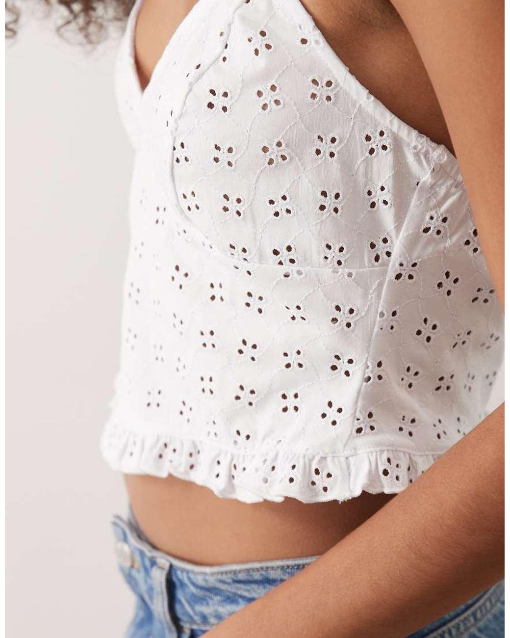 Miss Selfridge Brown Broderie Halterneck Corset Top