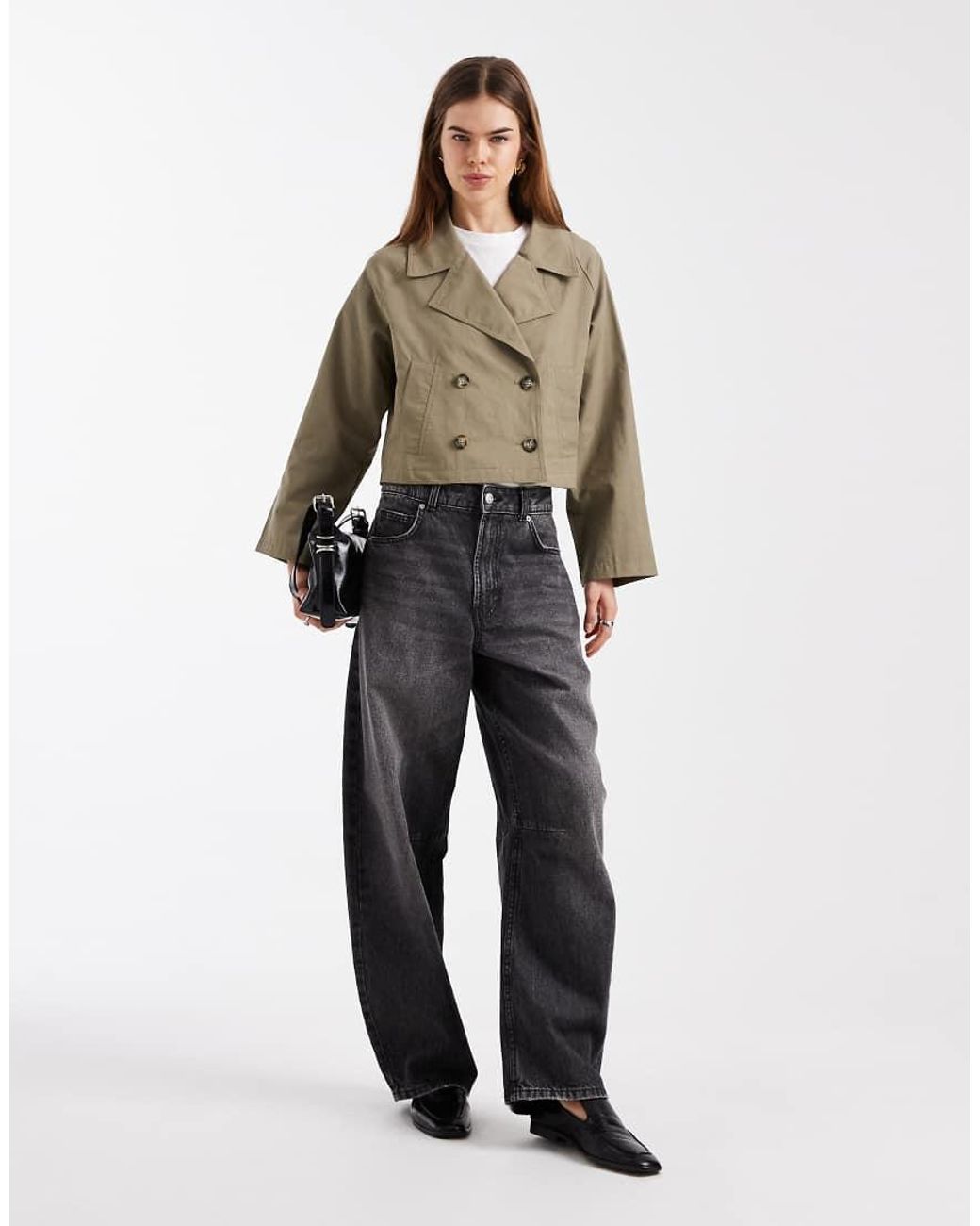 Mango Brown Teen Cotton Rich Cropped Trench Coat