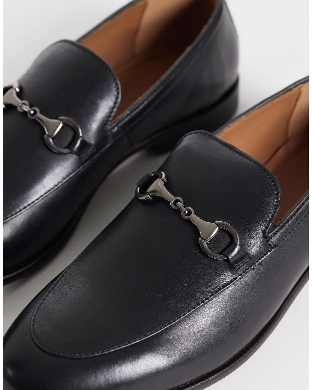 ASOS Black Slim Loafers With Snaffle for men
