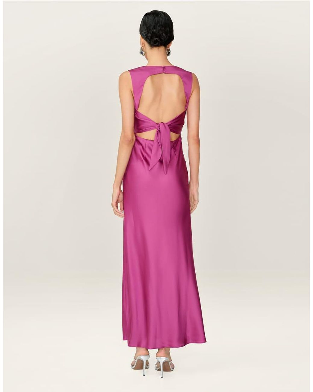 OMNES Pink Dresses Nova Satin Midi Dress With Open Back