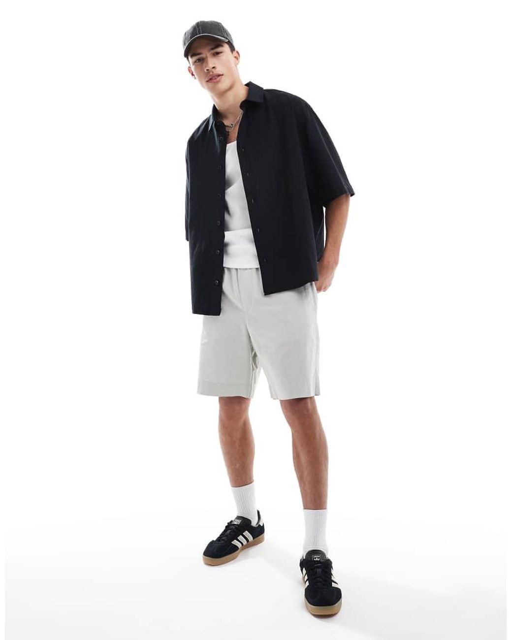 ASOS Oversized Recht Overhemd Met Print Op De Achterkant in het Blue voor heren