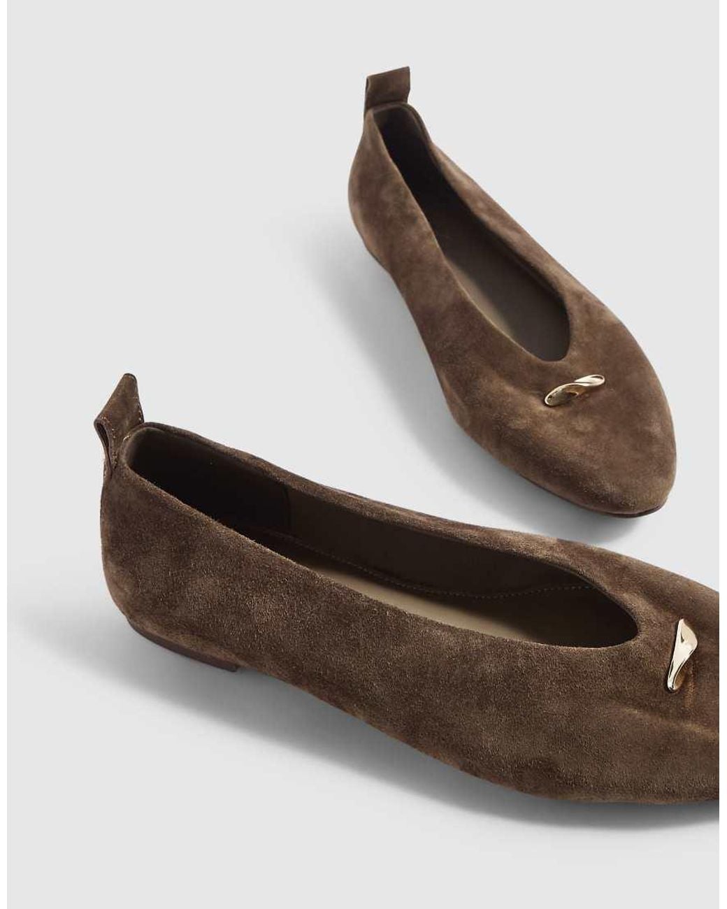 River Island White Suede Pointed Toe Ballet Shoes