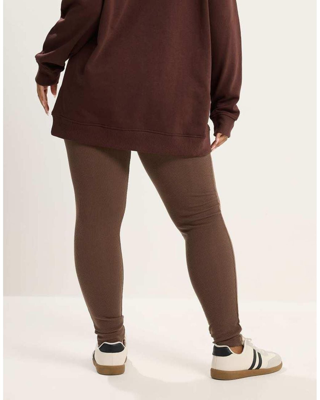 Yours Clothing Natural Ribbed Basic Leggings