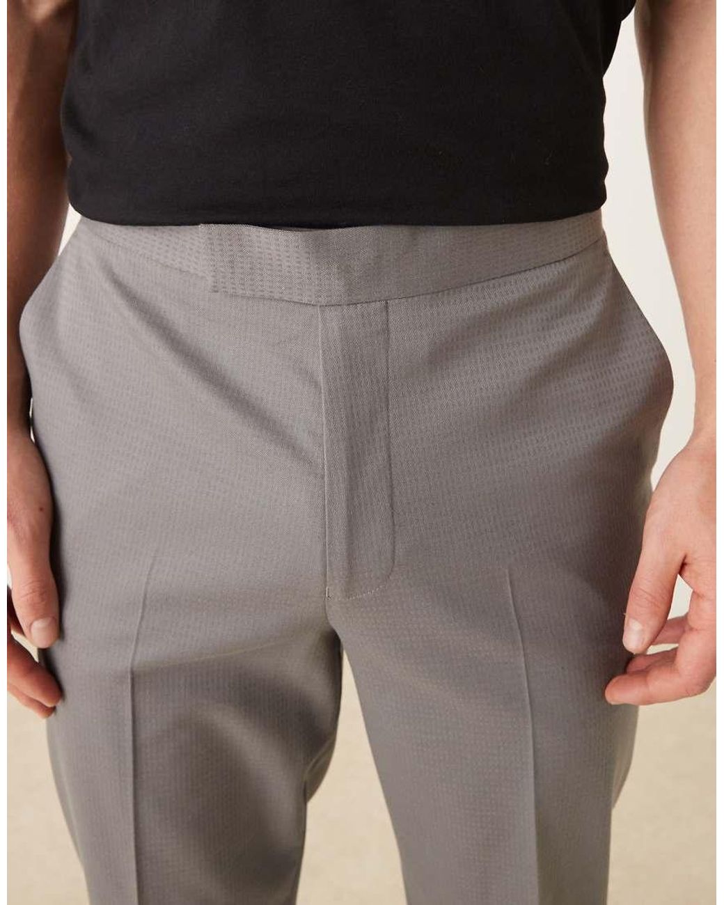 ASOS Gray Tailored Tapered Trouser With Back Adjuster for men