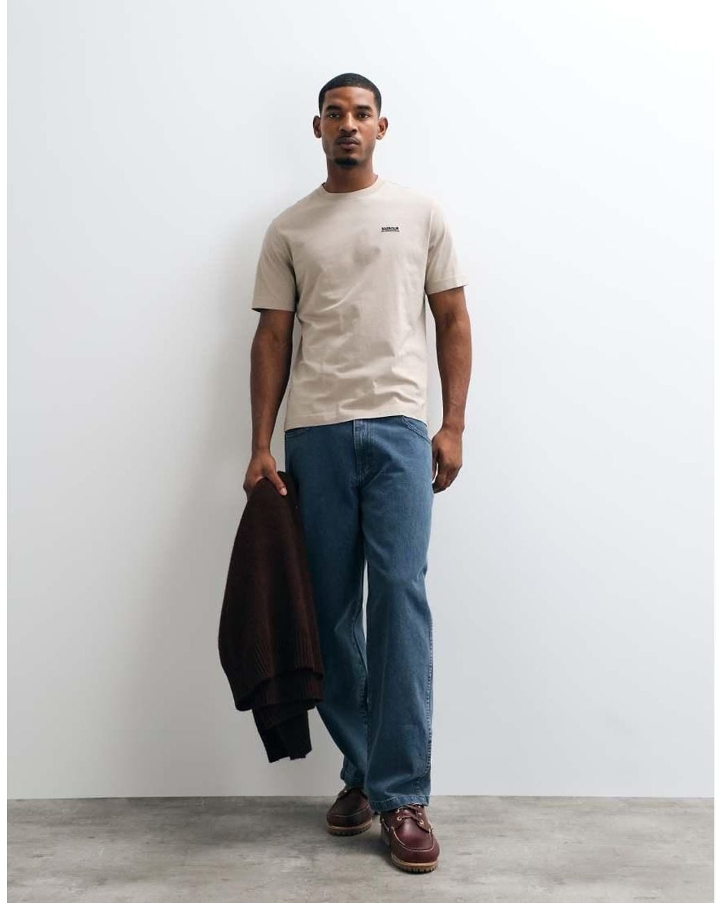 Barbour Gray Taylor Archive Short Sleeve Graphic Logo T-shirt With Back Print for men