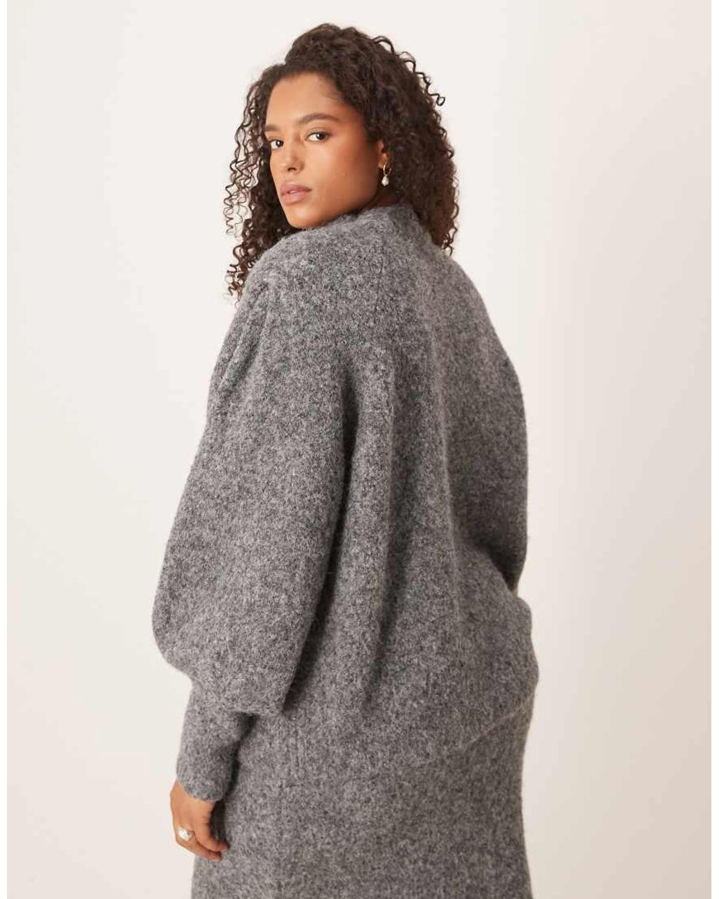 ASOS Gray Asos Design Curve High Neck Fluffy Jumper Co-Ord