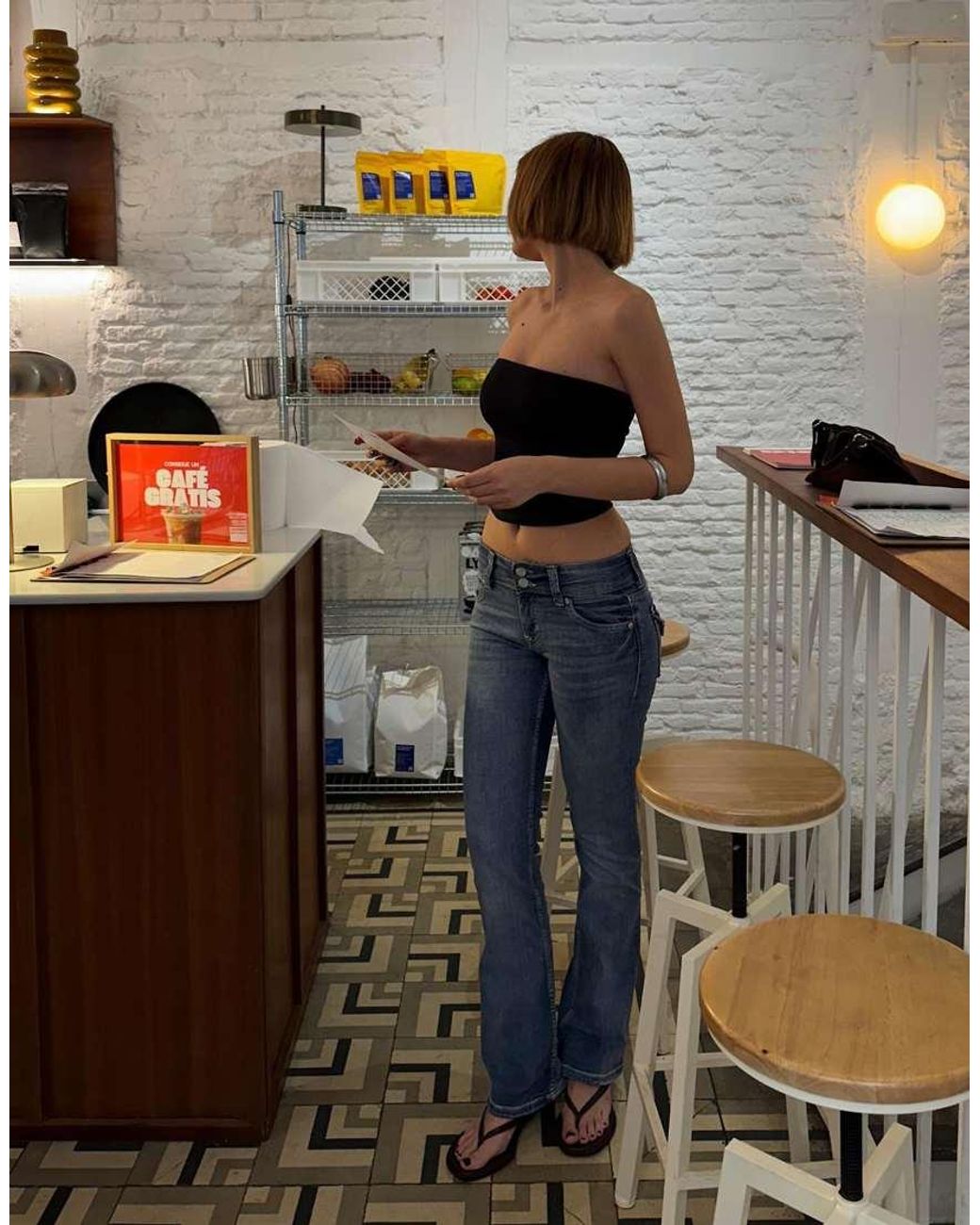 Bershka Red Bootcut Jeans