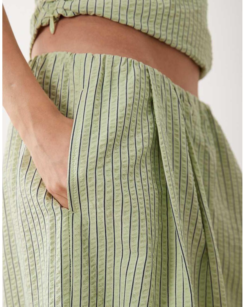 ASOS Green Seersucker Pull On Culottes