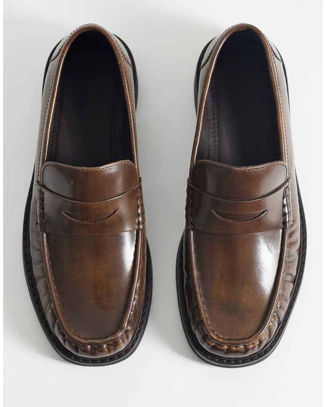 ASOS White Penny Loafers With Ruched Apron for men