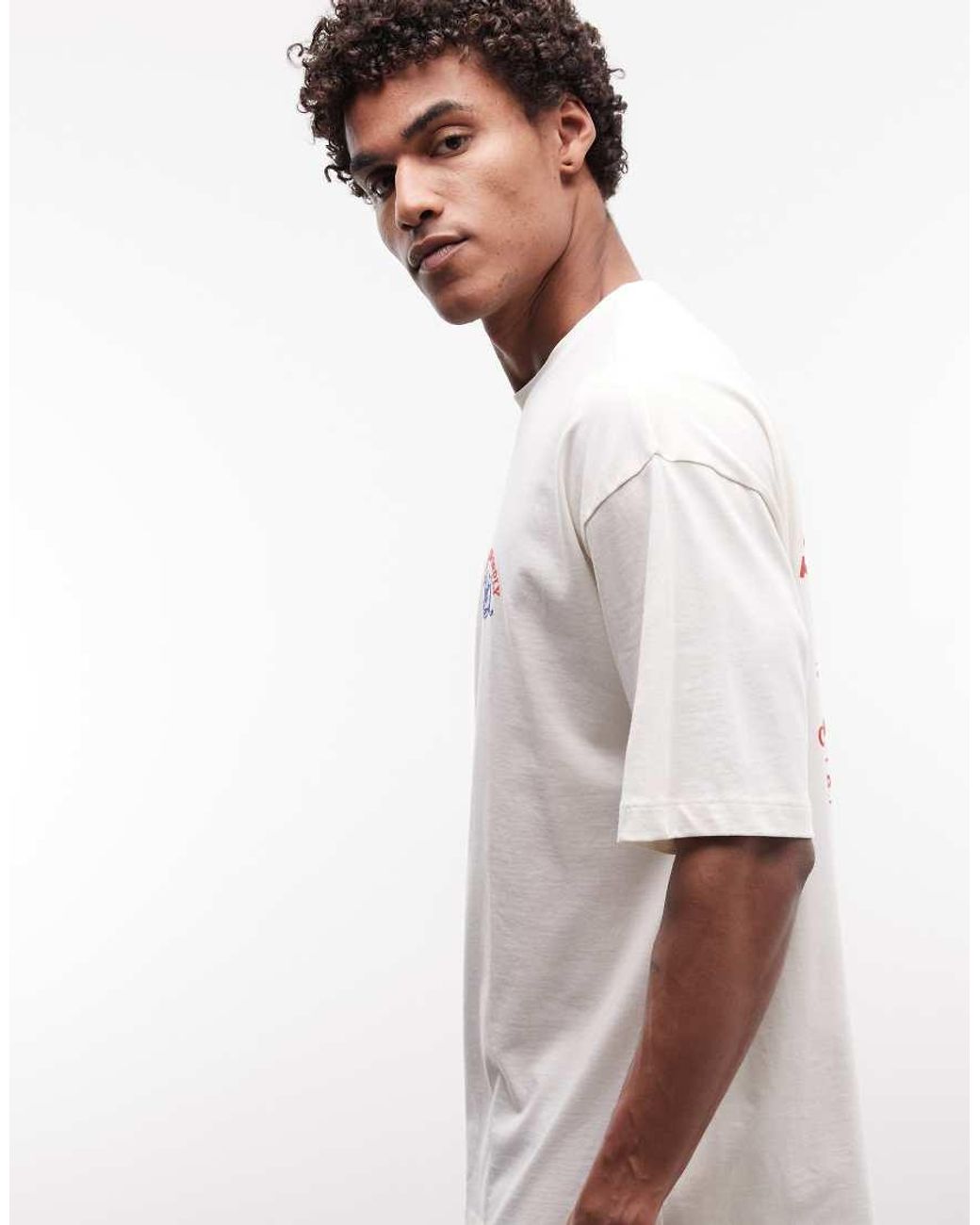 ASOS Gray Oversized T-shirt With Cat Puff Print for men