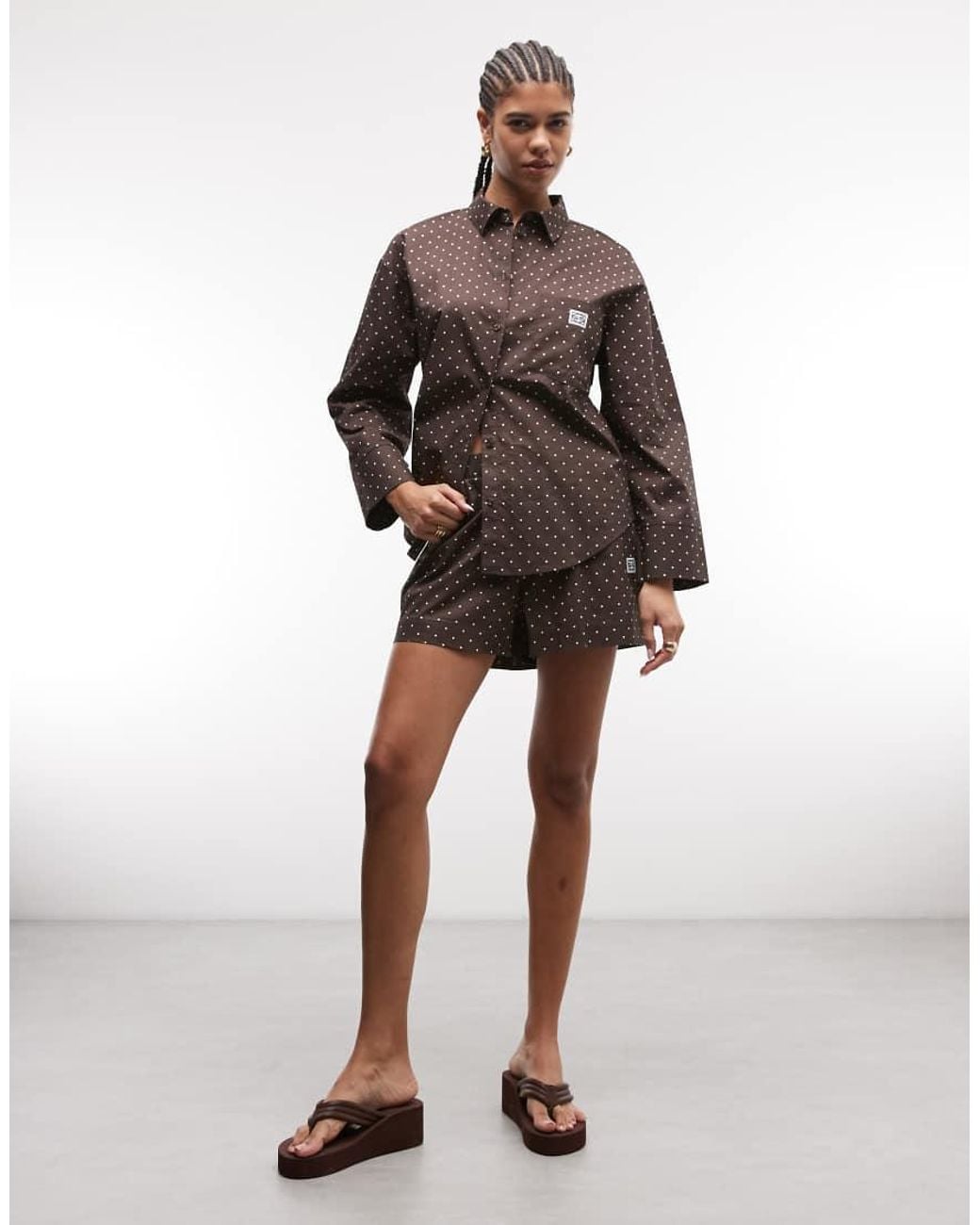 Noisy May Brown Oversized Shirt Co-ord