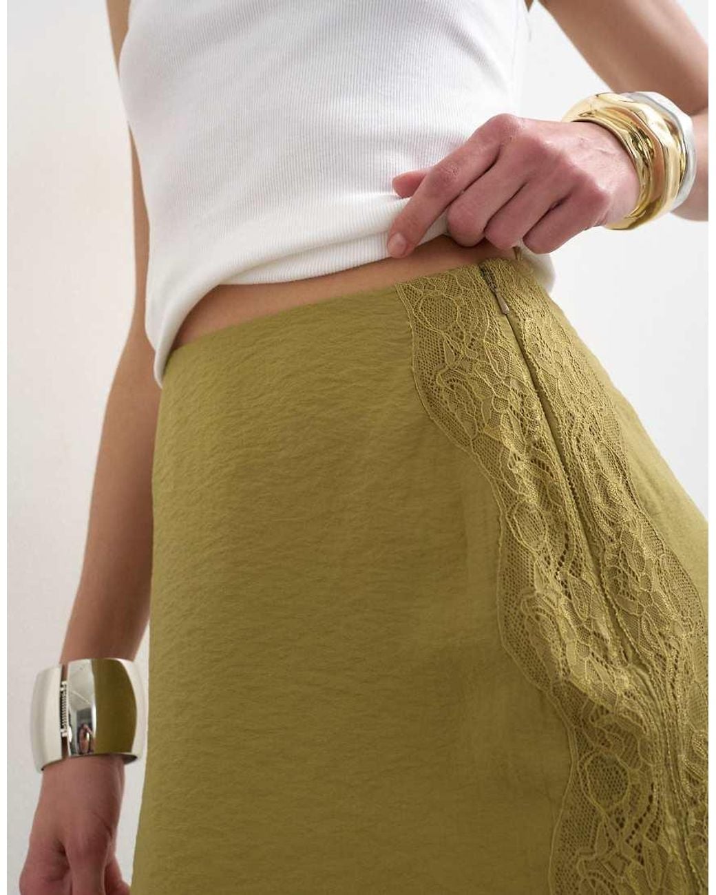 TOPSHOP White Lace Trim Maxi Skirt