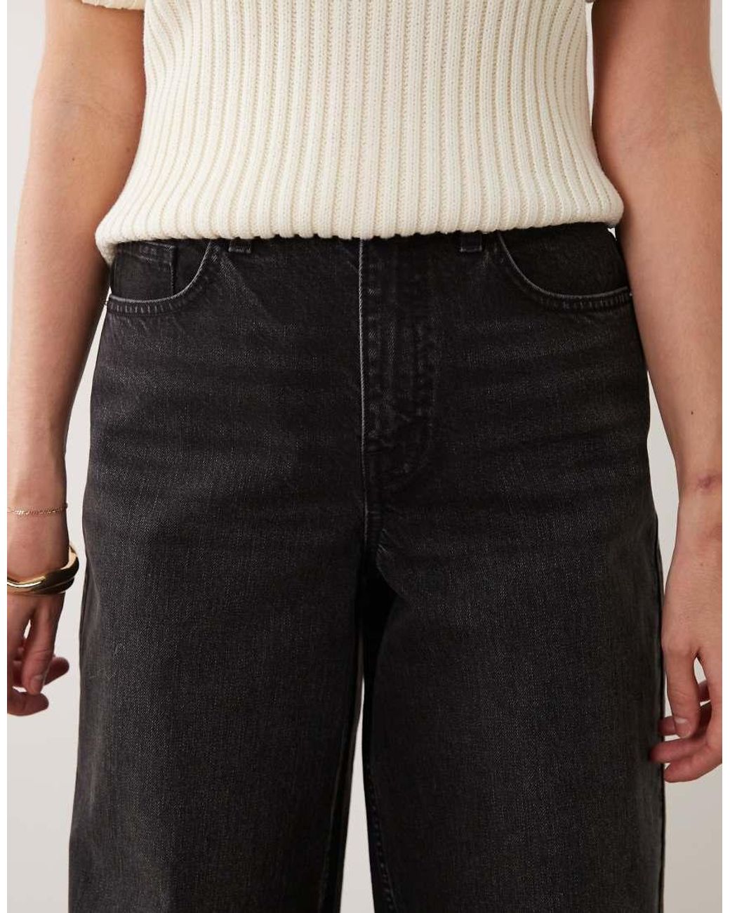 Miss Selfridge Red Mid Rise baggy Jeans