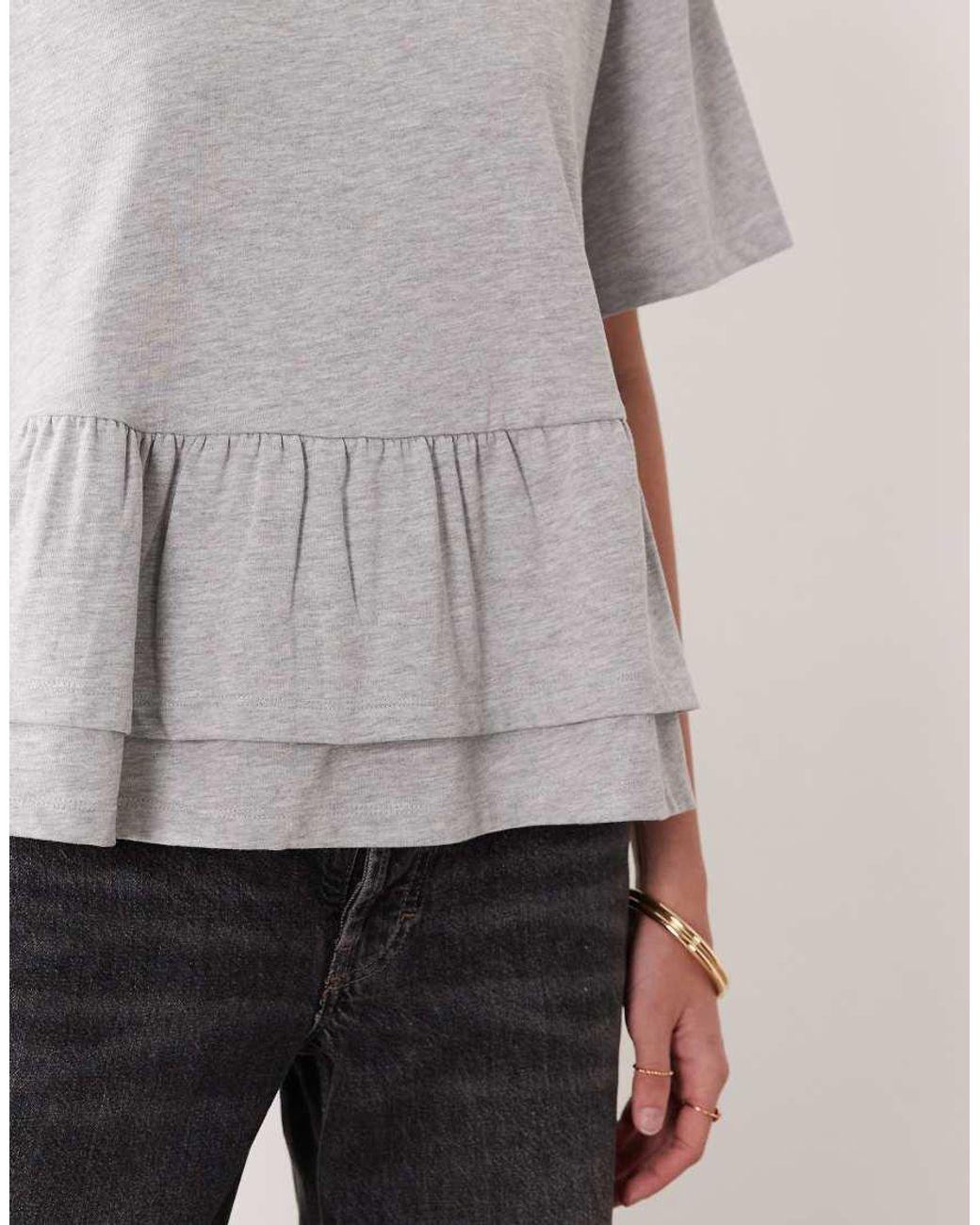 ASOS Gray Oversized T-Shirt With Double Peplum Hem