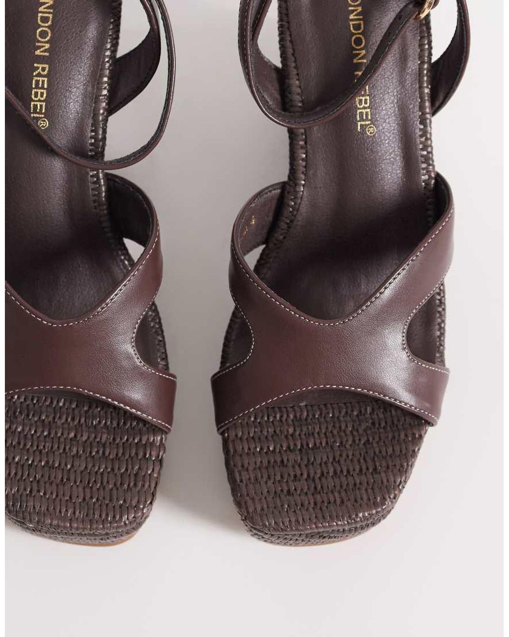 London Rebel Brown Yara Wedge Heeled Sandals