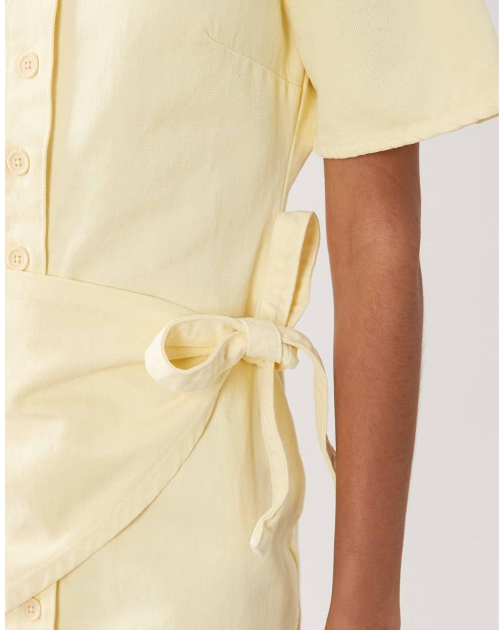 ASOS Natural Denim Shirt Dress With Wrap Detail