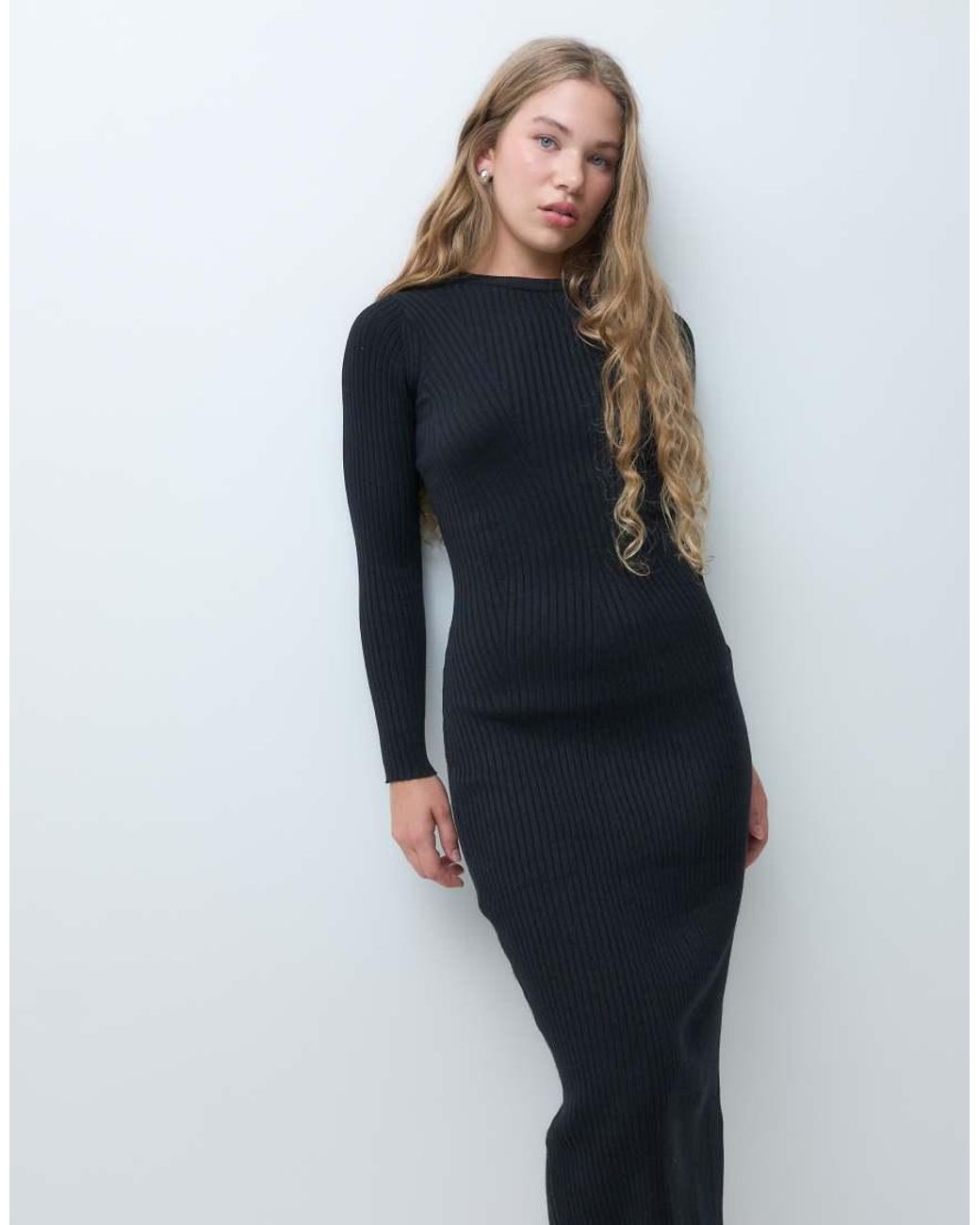 New Look Blue Knitted Midi Dress