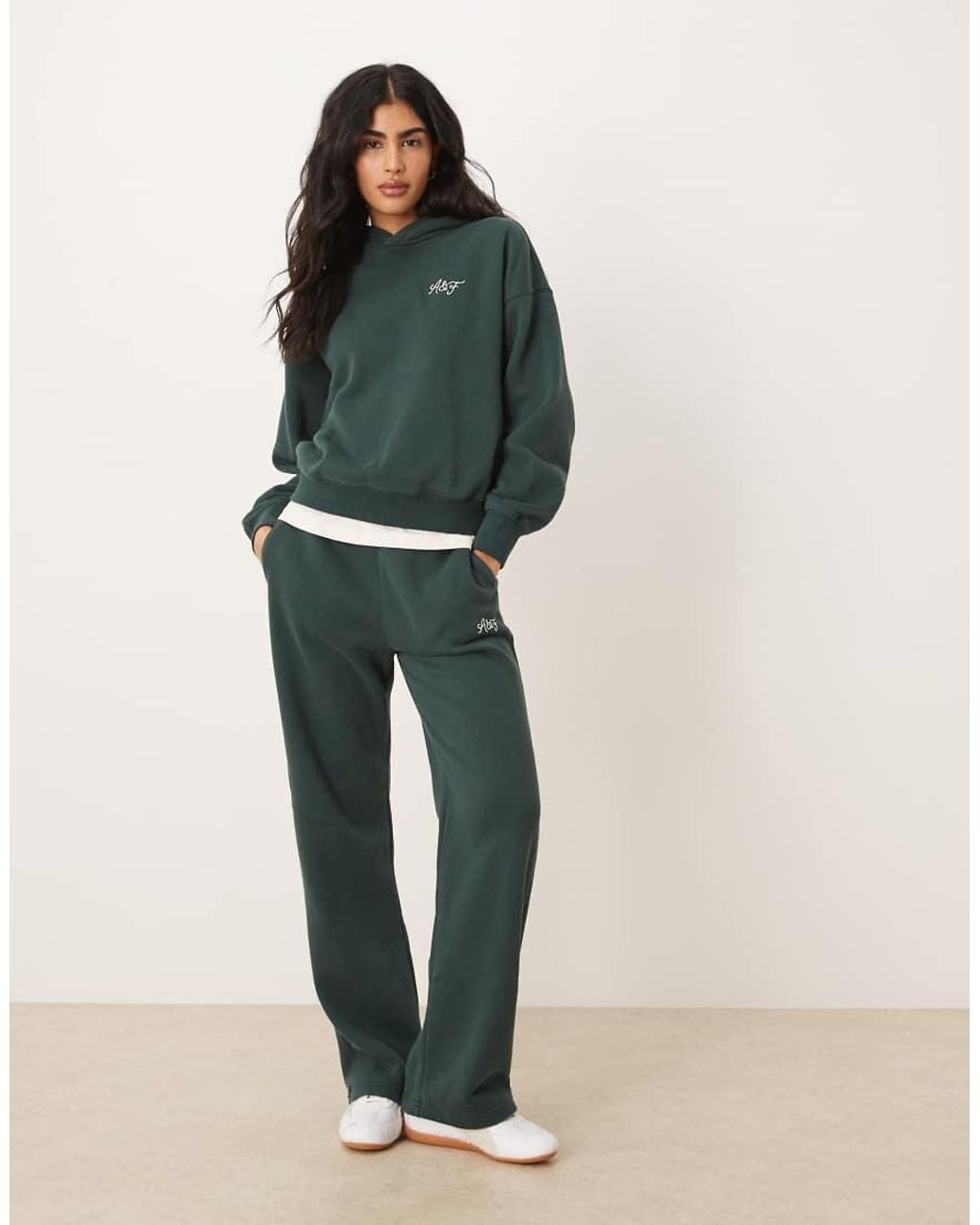 Abercrombie & Fitch Green Side Logo High Rise Relaxed Joggers Co-Ord