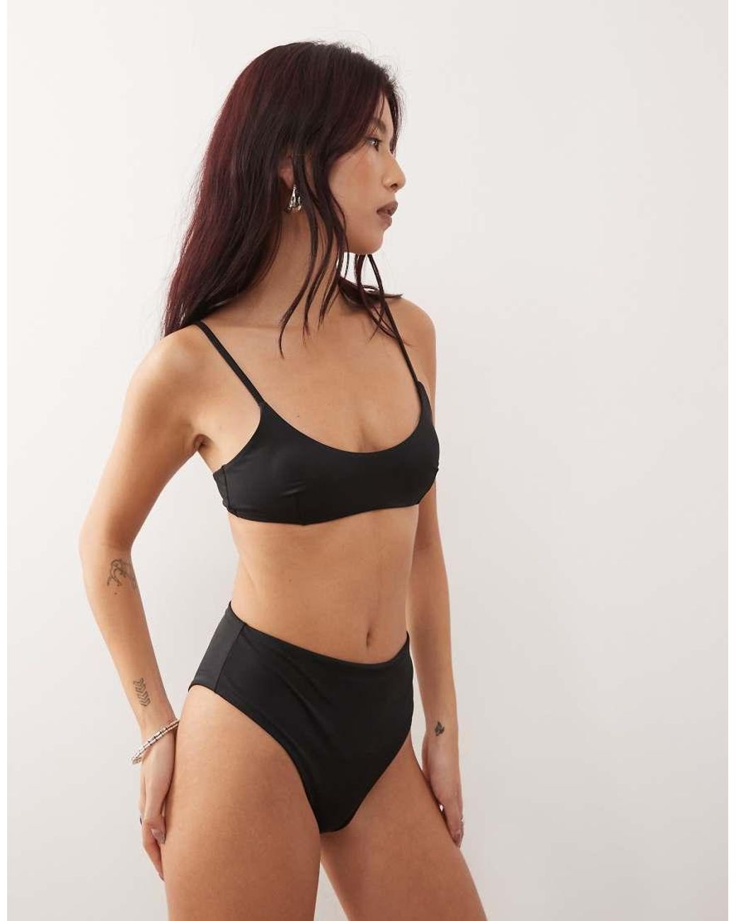 Weekday Black Mix & Match Scoop Neck Bikini Top