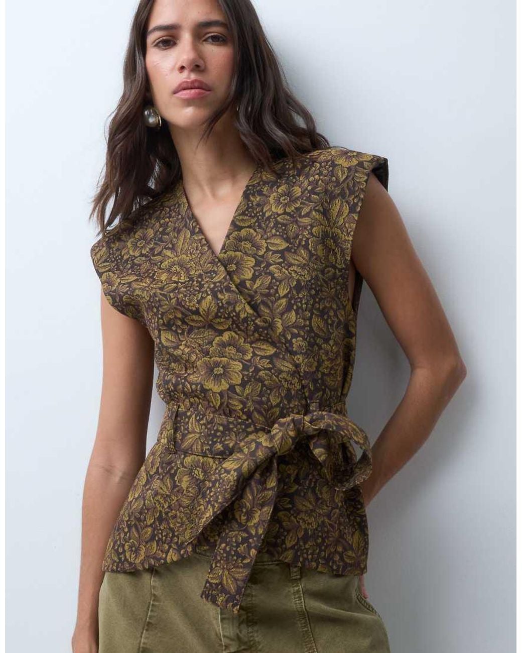 ASOS Brown Sleeveless Belted Blazer