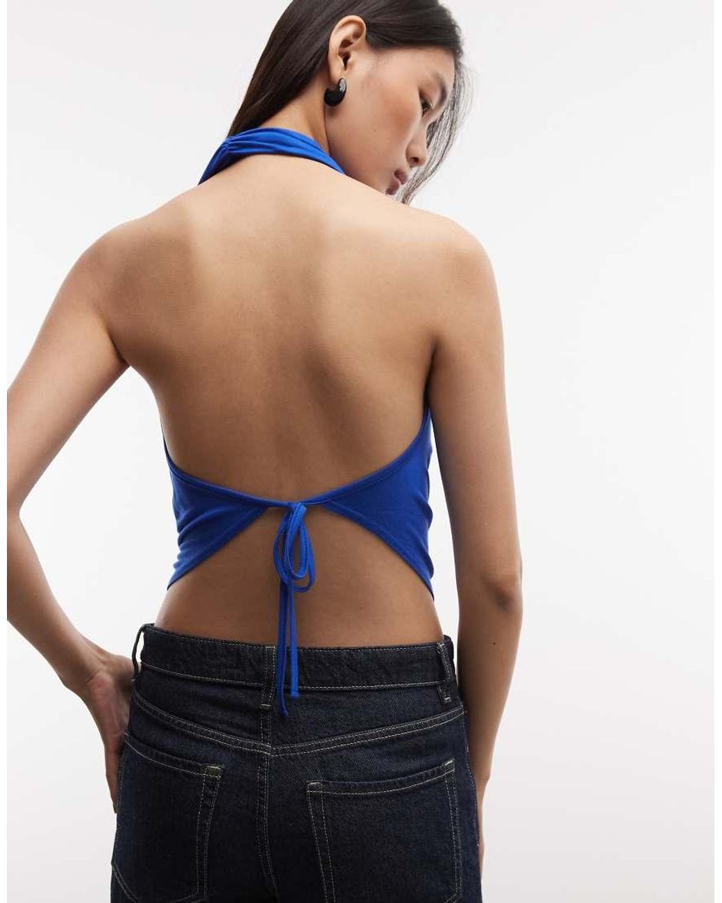Collusion Blue Drapey Cowl Neck Top