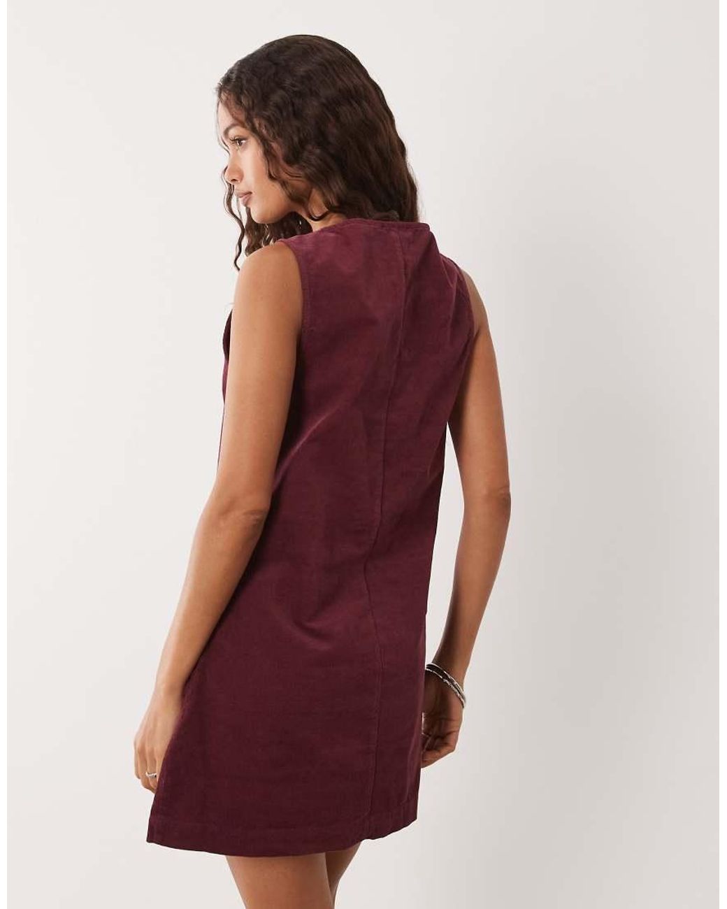 Nobody's Child Petite Red Nila Tie-Detail Cord Pinafore Mini Dress