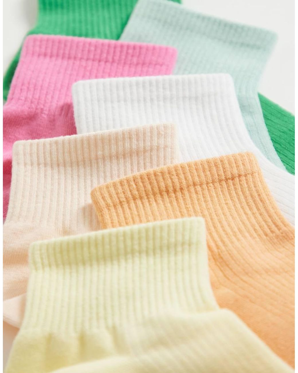 Lindex White 7 Pack Ribbed High Ankle Socks