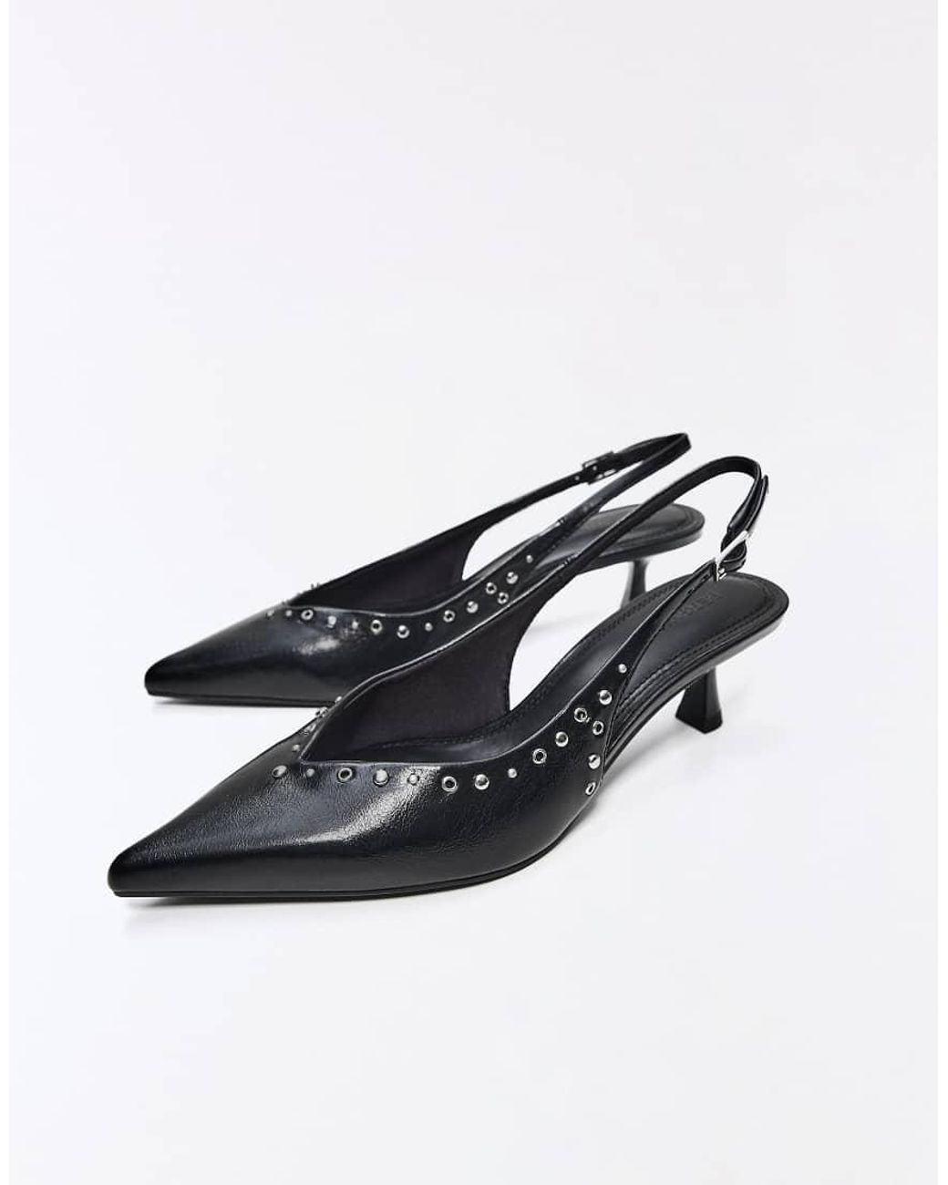 Bershka Black Kitten Heel Shoes With Studs