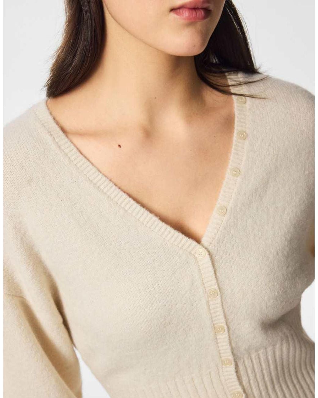 Pieces Natural Knitted Cardigan
