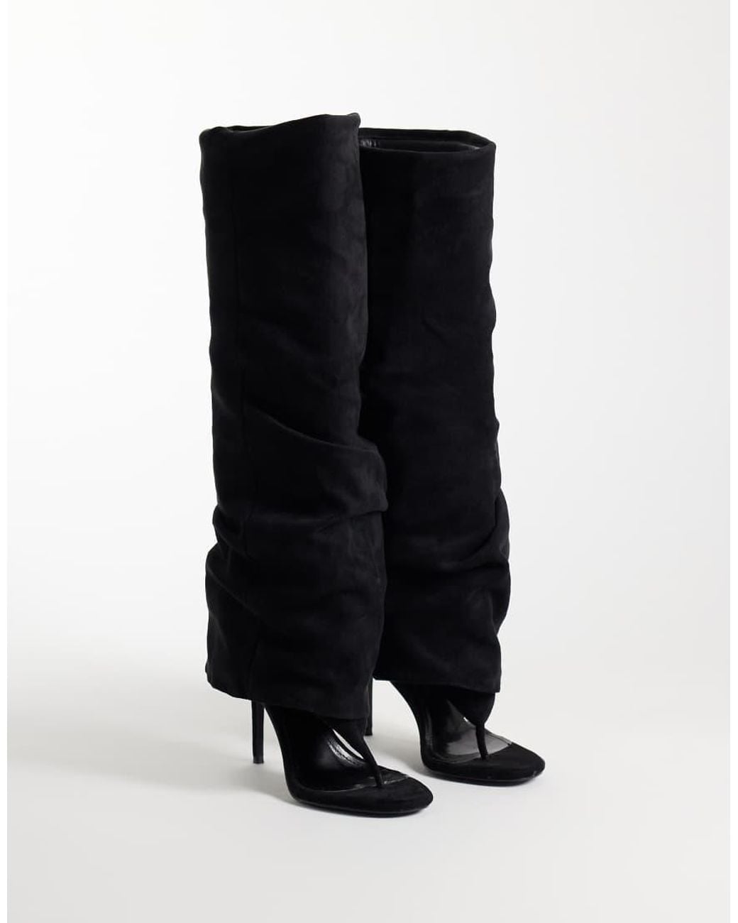 SIMMI Black Simmi London Conon Ruched Foldover Knee Boots