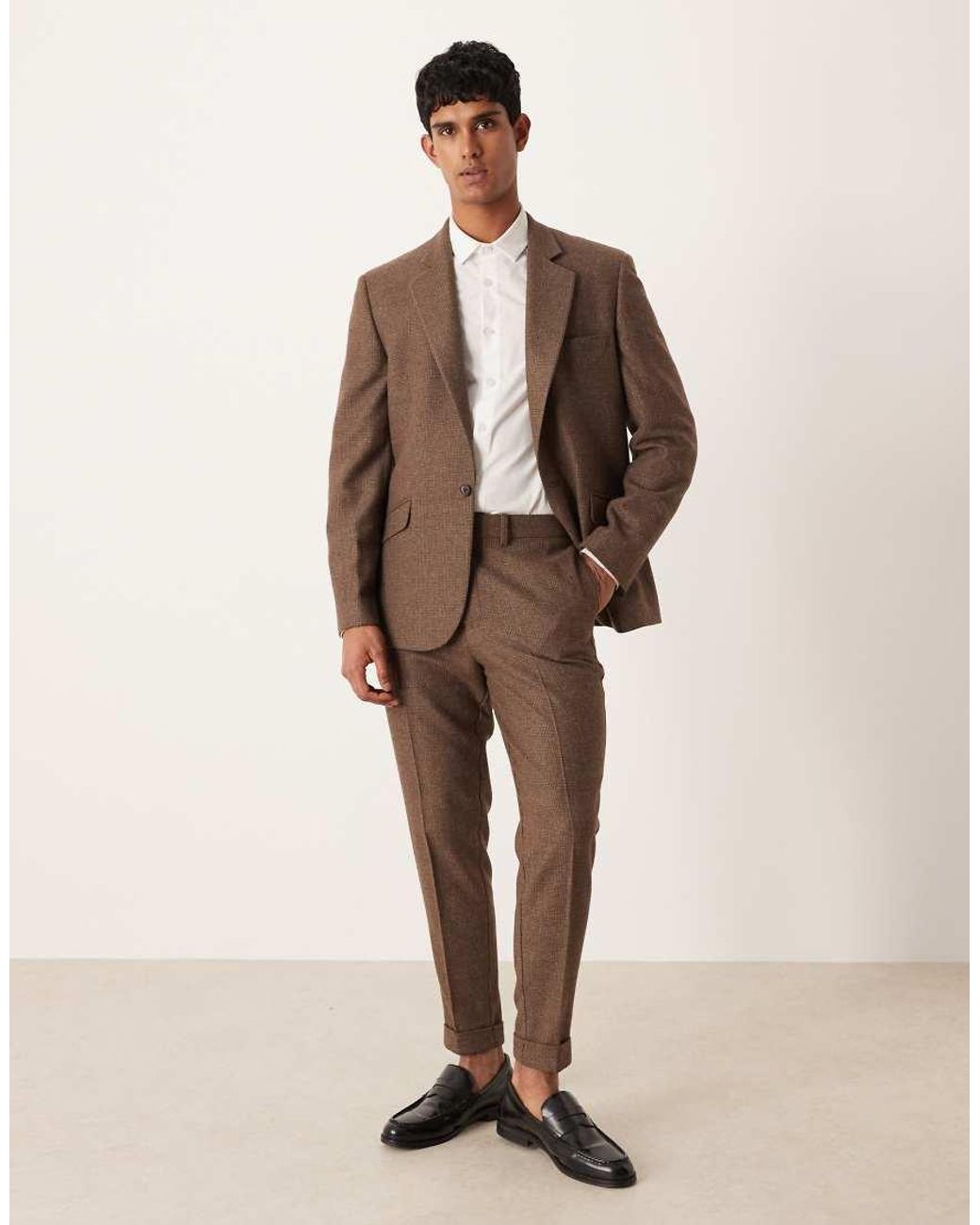 ASOS Brown Wool Mix Slim Suit Jacket for men