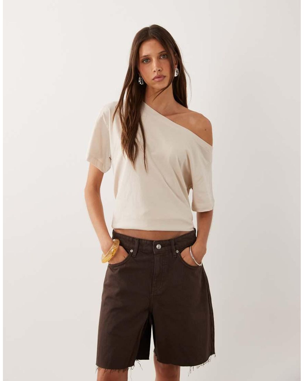 New Look Natural Off The Shoulder Tee