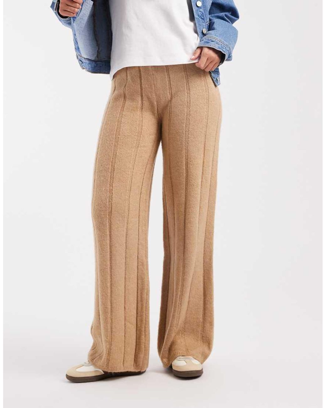 ASOS Blue Fluffy Knitted Ribbed Trouser Co-ord