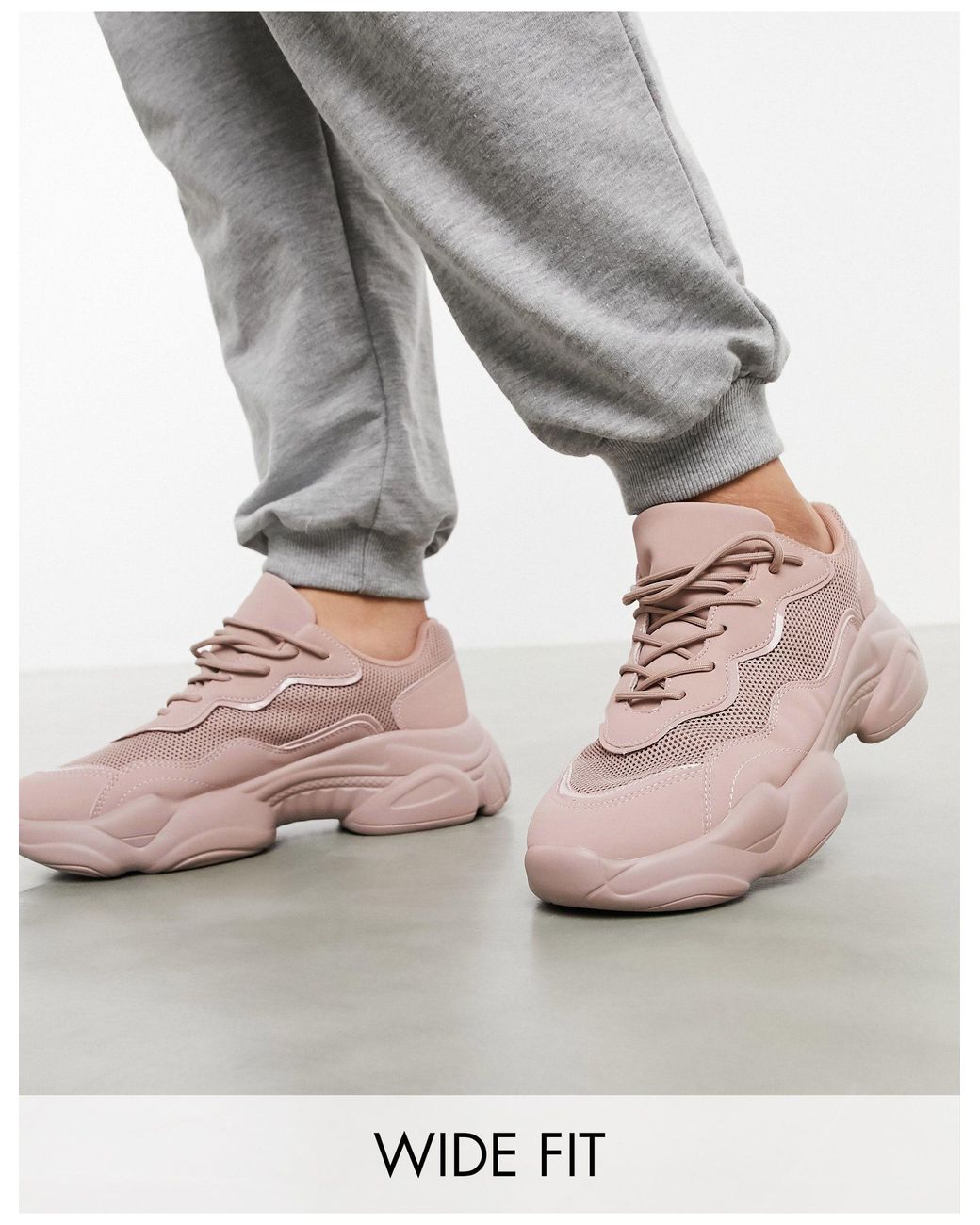Divine Asos Donna Scarpe Sneakers Sneakers chunky Wide Fit Chunky sneakers nere a pianta larga 