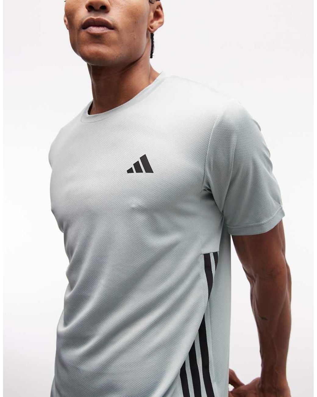Adidas Originals Gray Adidas Training T-shirt With Three Stripes for men
