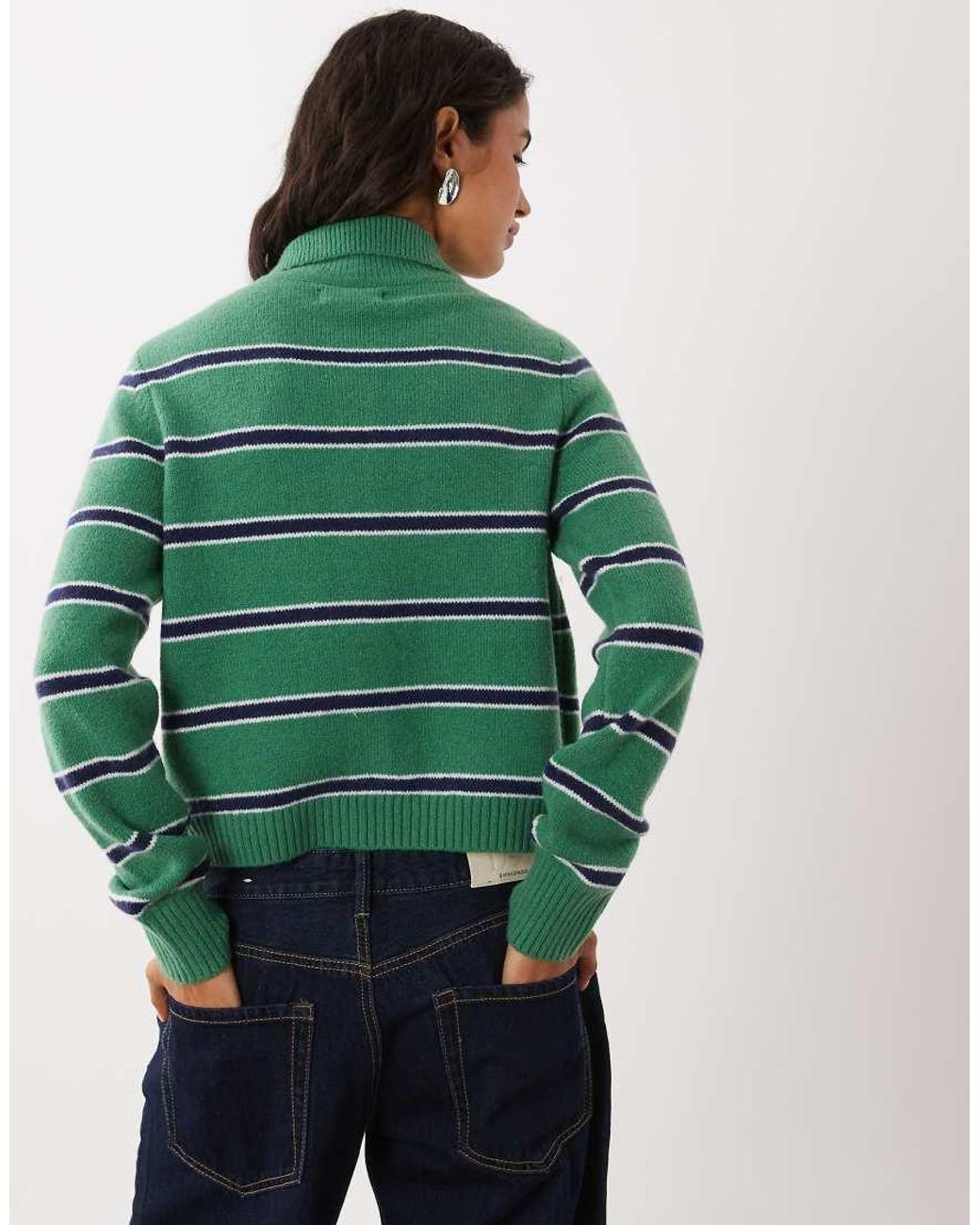 Abercrombie & Fitch Green Wool Blend Cardigan With Collar