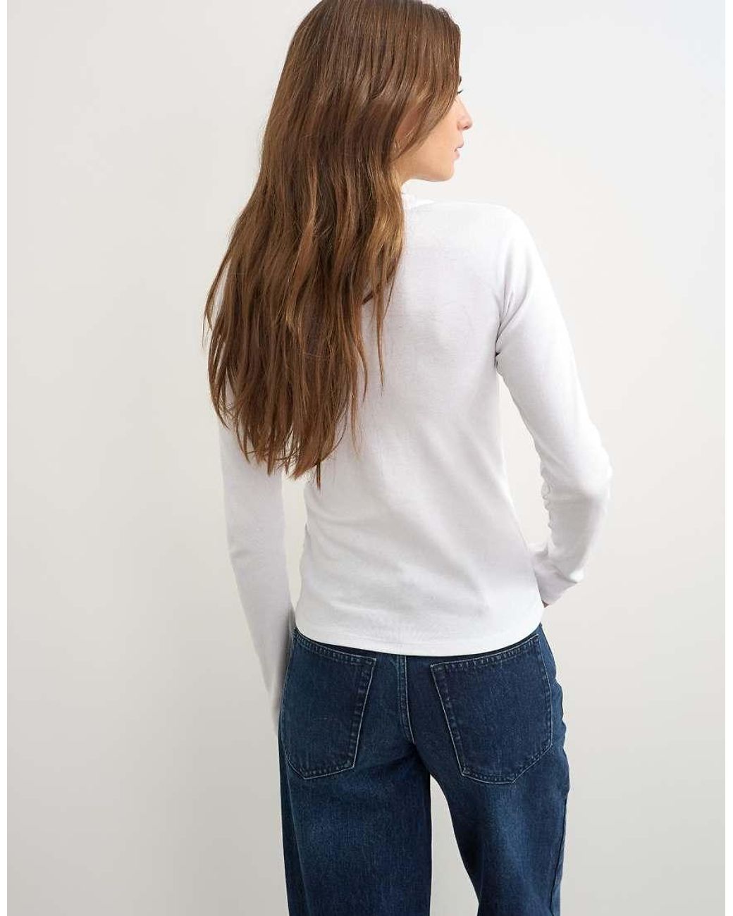 TOPSHOP Blue Long Sleeve Everyday Tee