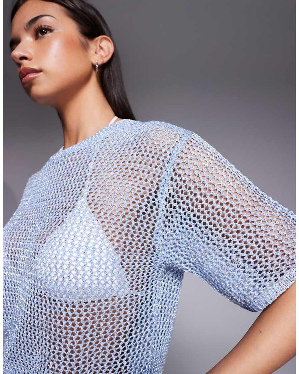River Island Blue Co-Ord Cut And Sew Top