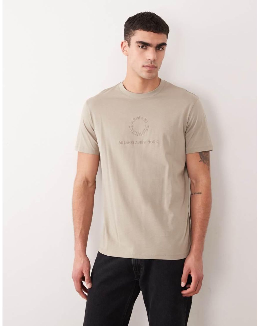 ARMANI EXCHANGE Natural Central Logo T-Shirt for men