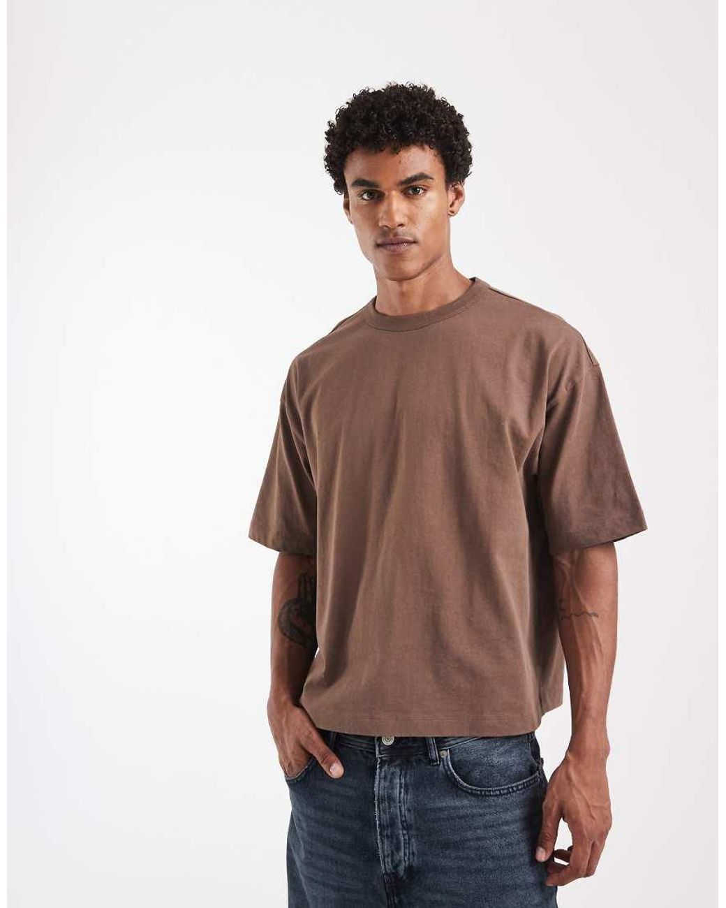 ASOS Brown Boxy Oversized T-shirt With Missouri Graphic for men