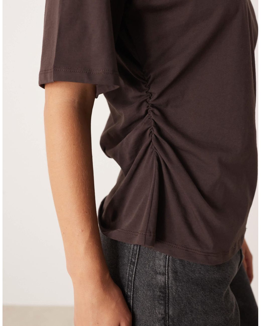 ASOS Brown Shoulder Pad Cinched Tee