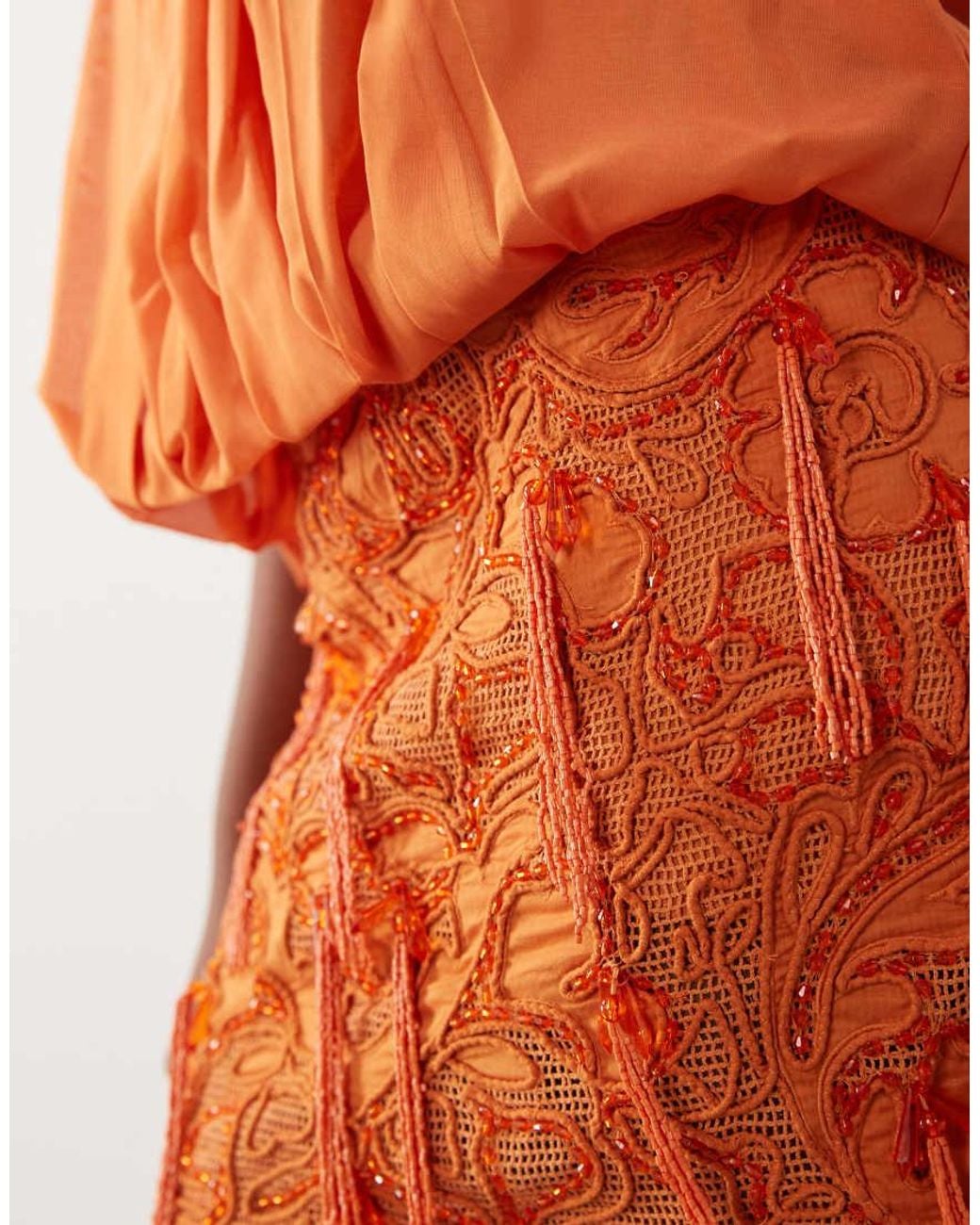 ASOS Orange Pleated Halter Neck Draped Embellished Mini Dress