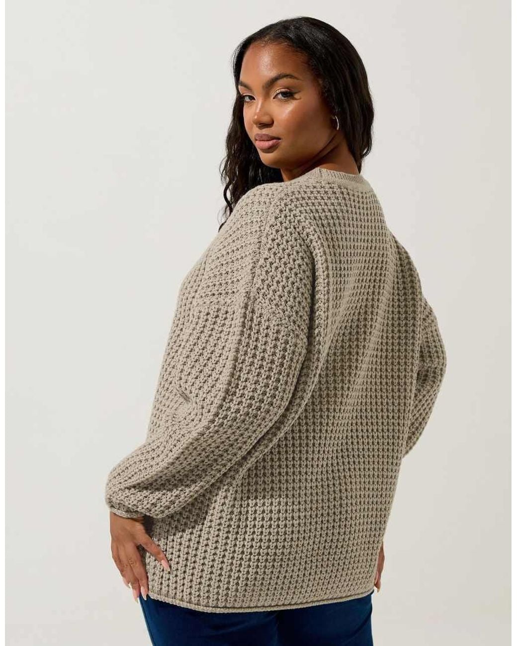 Yours Clothing Brown Waffle Knit Jumper