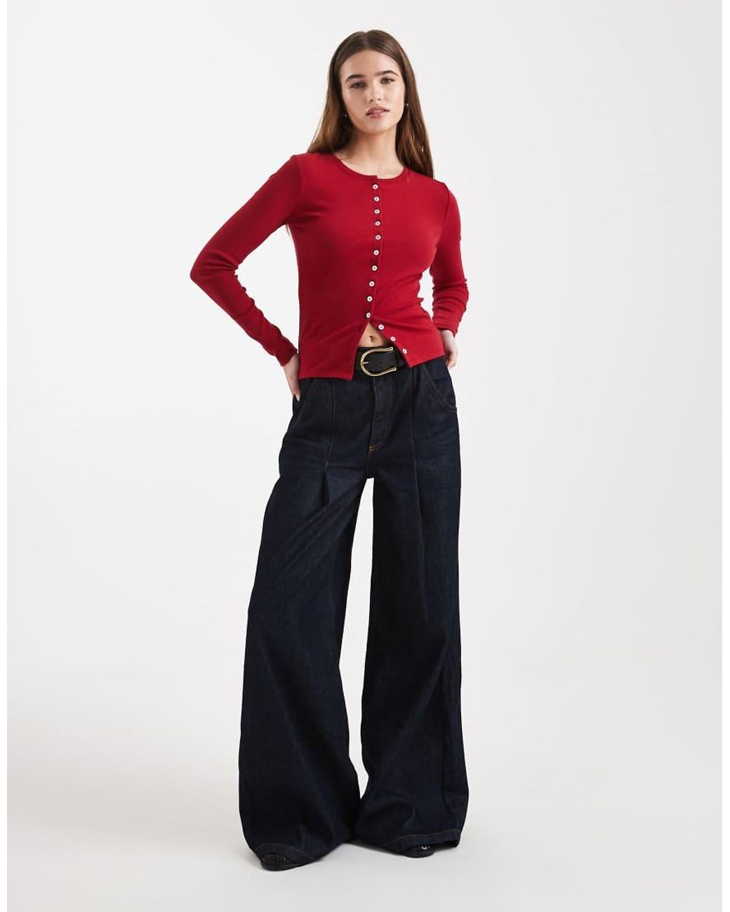 Cotton On Red Button Detail Cardigan