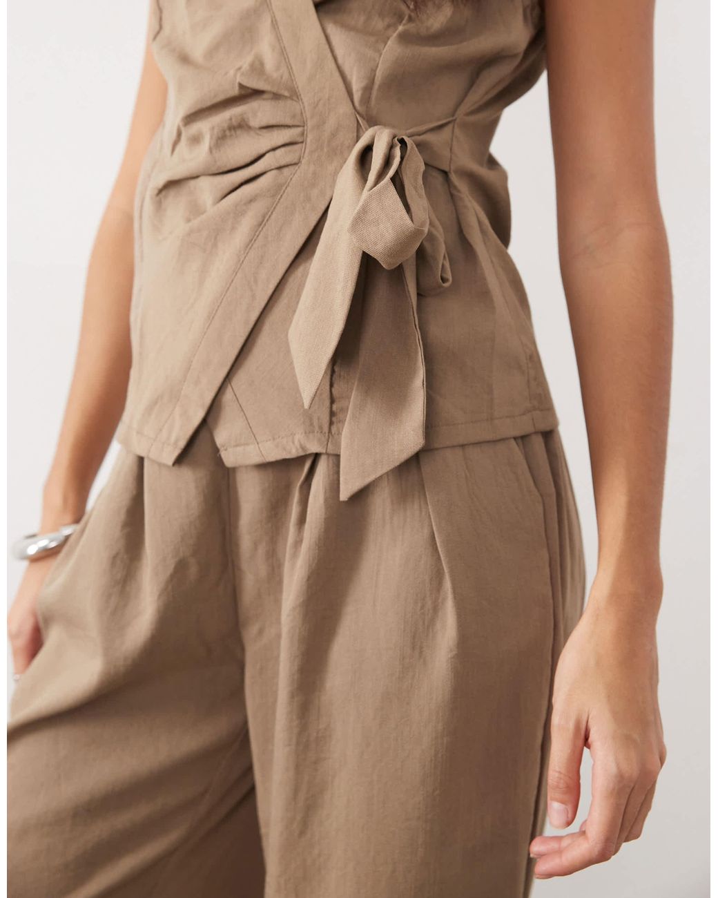 Threadbare Brown Wrap Front Waistcoat