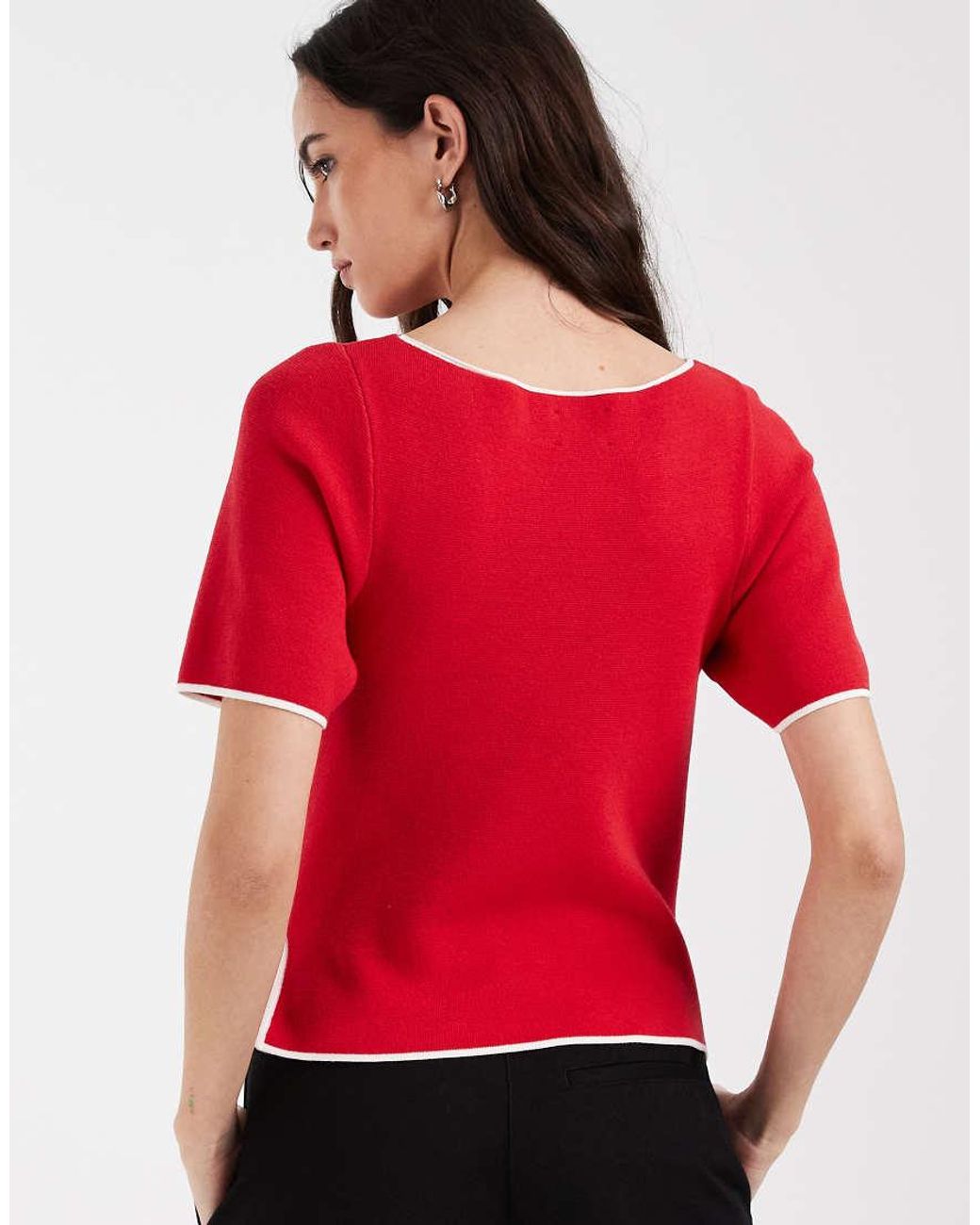 ASOS Red Ruched Side Asymmetric T-shirt