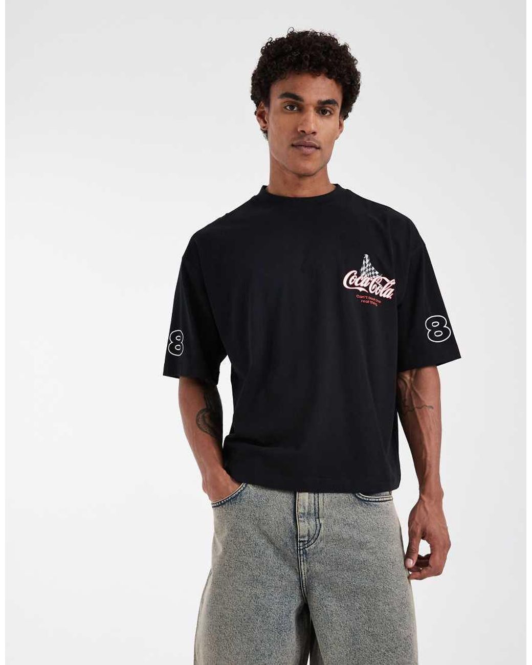 ASOS Red Oversized Tee With Coca Cola Print for men