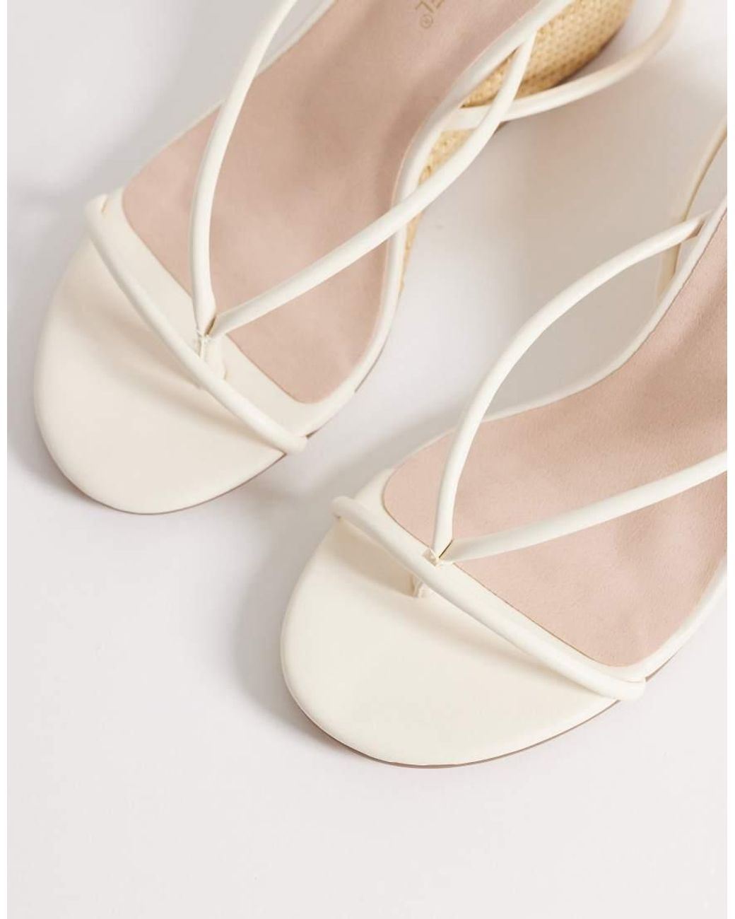 London Rebel White Mary Wedge Heeled Strappy Sandals