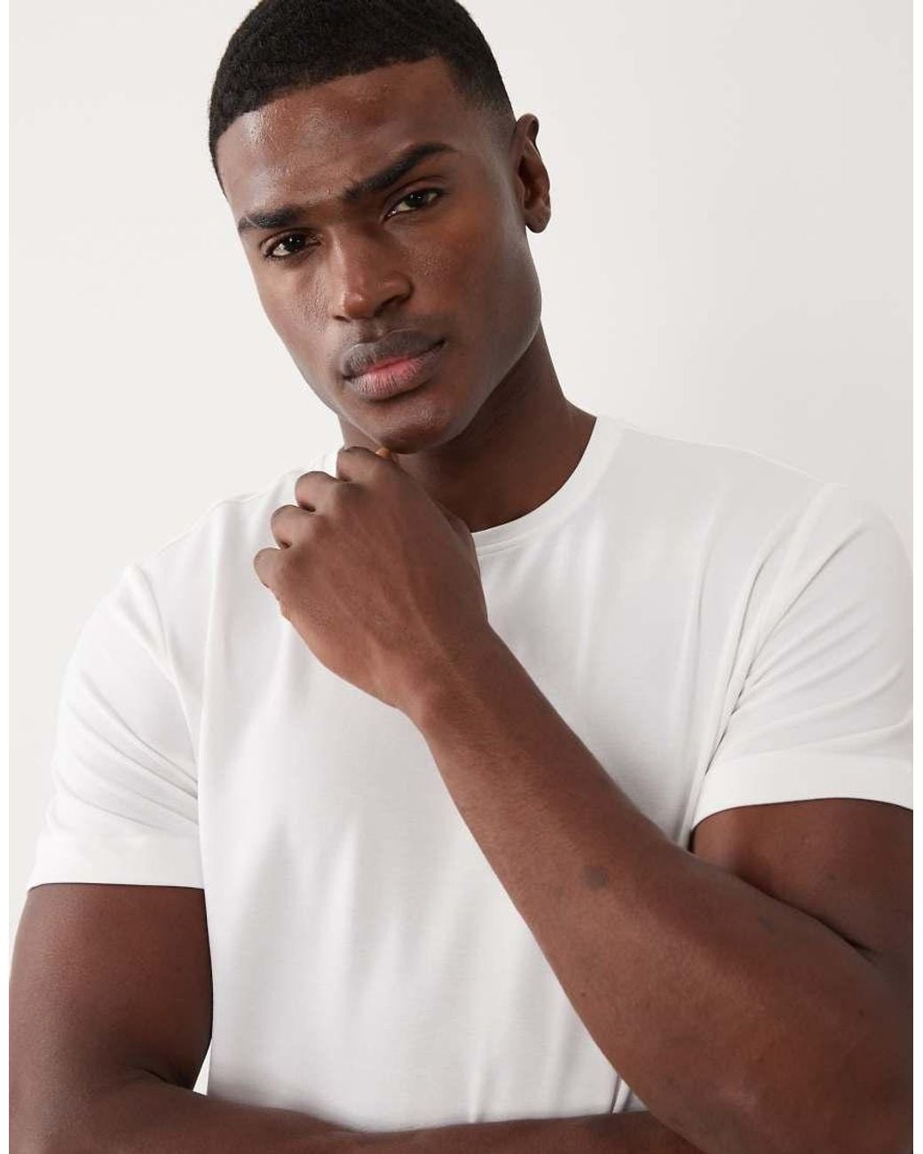 Mango White Relaxed Fit T-Shirt for men