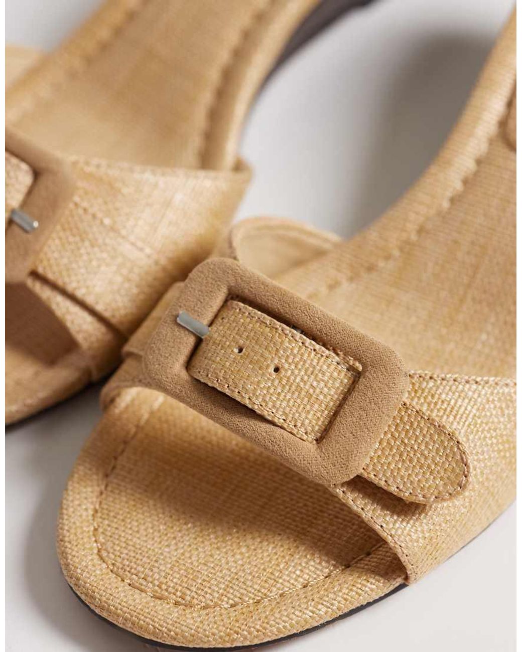 ASOS Natural Highway Buckle Detail Wedge Sandals